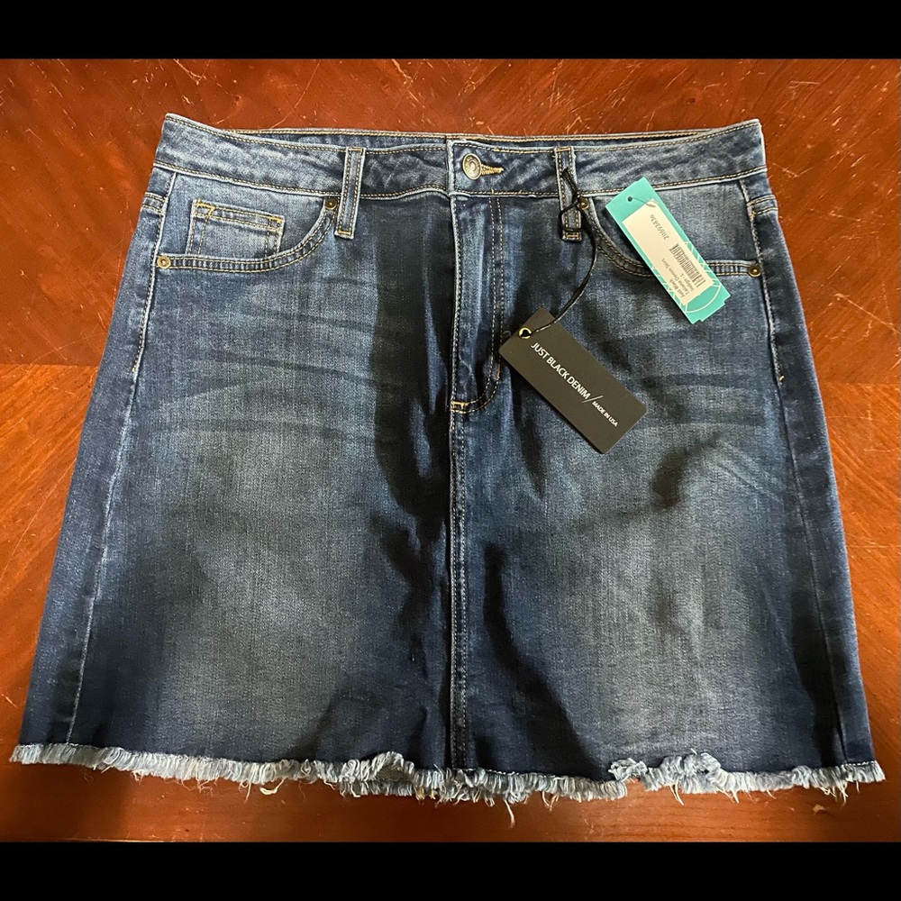 Just Black brand, denim, A line frayed skirt